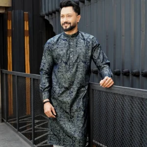 Shade Olive Premium Jacquard Cotton Panjabi