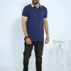 Navy - Double PK Snap Button Polo Shirt