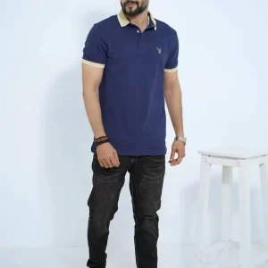 Navy - Double PK Snap Button Polo Shirt