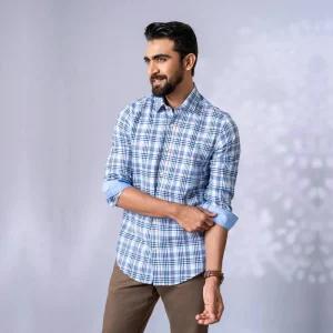 Sky Check Color Ultra Slim Fit Full Sleeve Shirt